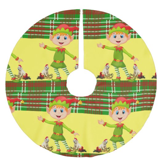 Jupon De Sapin En Polyester Brossé Jupe d'arbre de Noël (Devant)