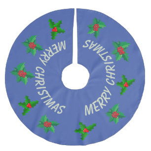 Jupon De Sapin En Polyester Brossé Jupe d'arbre de Noël aux baies Holly