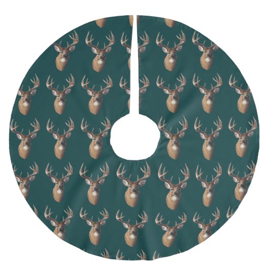 Jupon De Sapin En Polyester Brossé Jupe d'arbre de Noël de cerfs (Devant)