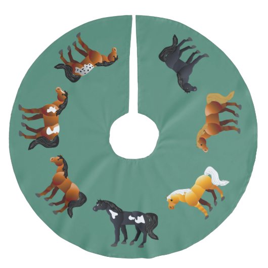 Jupon De Sapin En Polyester Brossé Jupe d'arbre de Noël de l'amant de cheval (Devant)