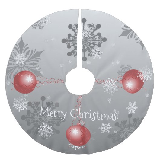 Jupon De Sapin En Polyester Brossé Jupe d'arbre de Noël fantaisie rouge (Devant)