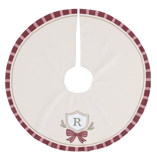 Jupon De Sapin En Polyester Brossé Jupe d'arbre de Noël Monogramme personnalisée (Devant)