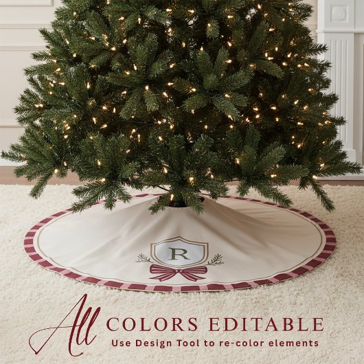 Jupon De Sapin En Polyester Brossé Jupe d'arbre de Noël Monogramme personnalisée