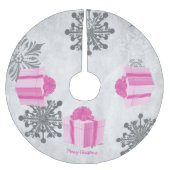 Jupon De Sapin En Polyester Brossé Jupe d'arbre de Noël rose (Devant)