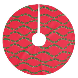 Jupon De Sapin En Polyester Brossé Jupe d'arbre de Noël Rouge vert Ne pas ouvrir jusq
