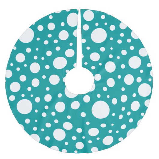 Jupon De Sapin En Polyester Brossé Jupe d'arbre de points turquoises (Devant)