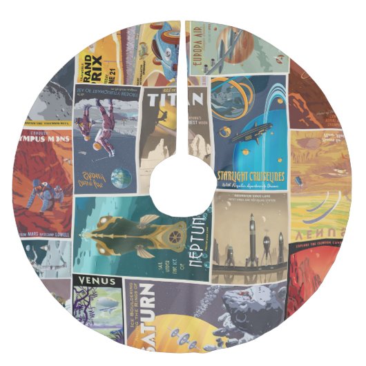 Jupon De Sapin En Polyester Brossé Jupe d'arbre de vacances de l'espace (Devant)