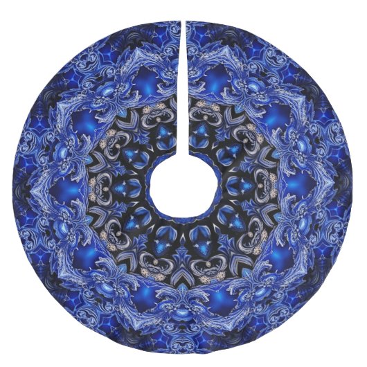 Jupon De Sapin En Polyester Brossé Jupe d'arbre décoratif bleu (Devant)