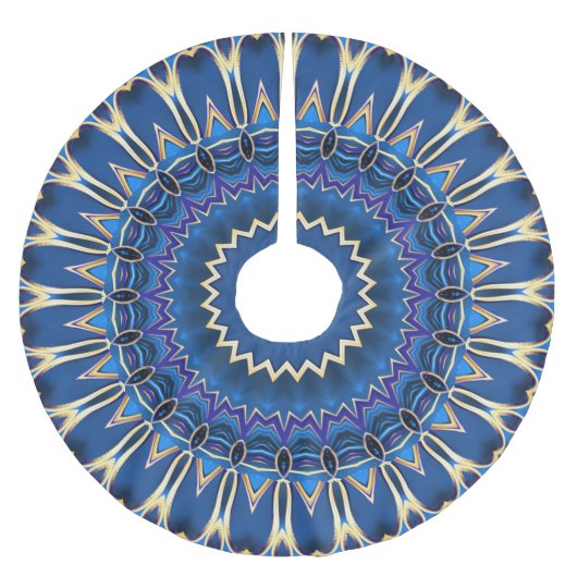 Jupon De Sapin En Polyester Brossé Jupe d'arbre décoratif bleu (Devant)