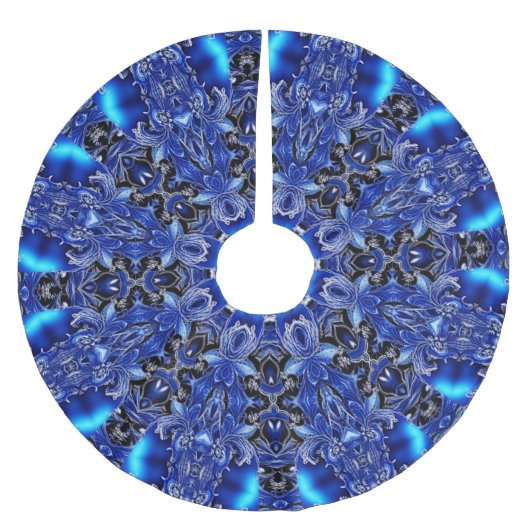 Jupon De Sapin En Polyester Brossé Jupe d'arbre décoratif bleu (Devant)