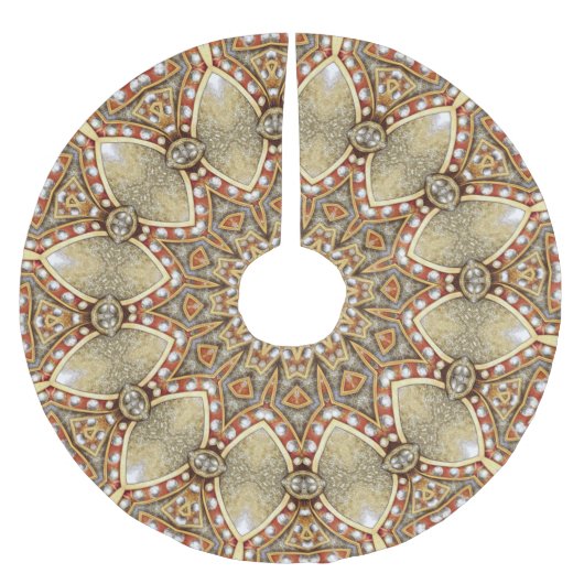 Jupon De Sapin En Polyester Brossé Jupe d'arbre décoratif or (Devant)