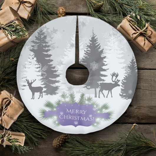 Jupon De Sapin En Polyester Brossé Jupe d'arbre d'hiver Wonderland - violet