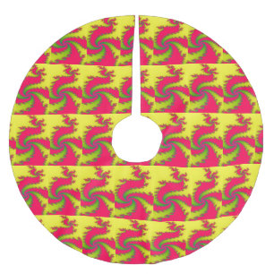 Jupon De Sapin En Polyester Brossé Jupe d'arbre fractal du dragon de Nouvel An chinoi