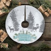 Jupon De Sapin En Polyester Brossé Jupe d'arbre hiver Wonderland - Turquoise