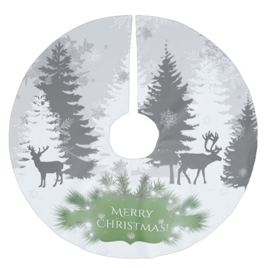 Jupon De Sapin En Polyester Brossé Jupe d'arbre hiver Wonderland - Vert (Devant)