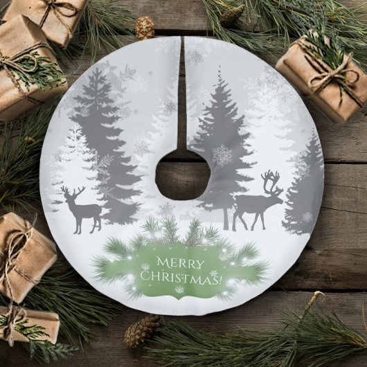 Jupon De Sapin En Polyester Brossé Jupe d'arbre hiver Wonderland - Vert