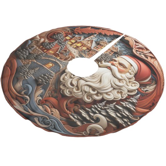 Jupon De Sapin En Polyester Brossé Jupe d'arbre père Noël 3D (Angle)