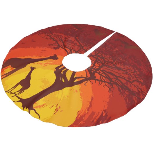 Jupon De Sapin En Polyester Brossé Jupe d'arbre personnalisée African Safari Giraffe (Angle)