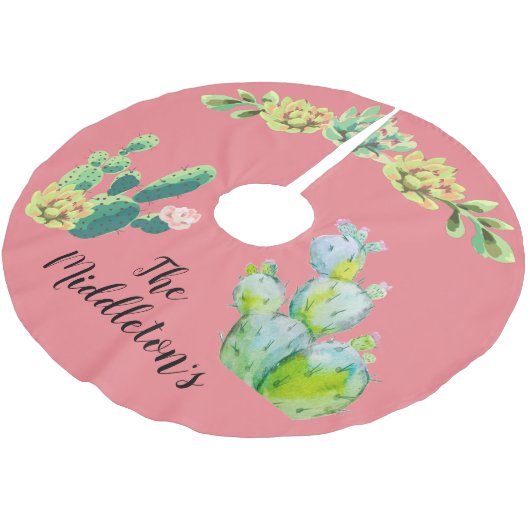 Jupon De Sapin En Polyester Brossé Jupe d'arbre personnalisée Cactus de Bohême Succul (Angle)