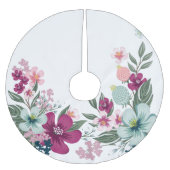 Jupon De Sapin En Polyester Brossé Jupe d'arbre personnalisée Fleur tropicale sur bla (Devant)