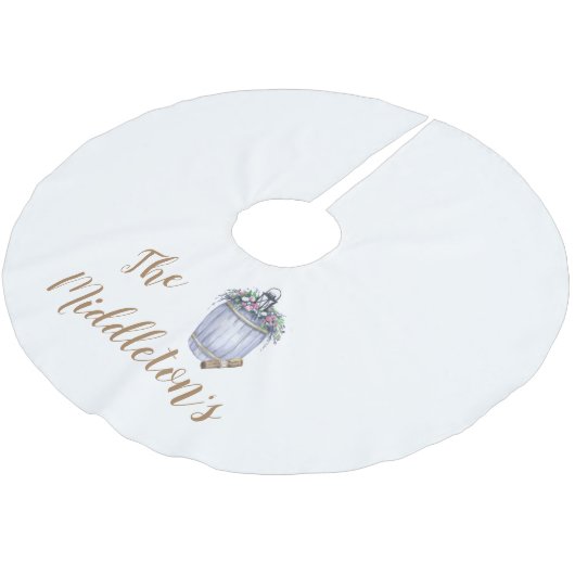 Jupon De Sapin En Polyester Brossé Jupe d'arbre personnalisée Mariage campagnard d'ét (Angle)