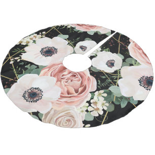 Jupon De Sapin En Polyester Brossé Jupe d'arbre personnalisée Rose de jardin géométri