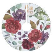 Jupon De Sapin En Polyester Brossé Jupe d'arbre personnalisée Roses blanches or géomé (Devant)