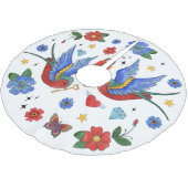 Jupon De Sapin En Polyester Brossé Jupe d'arbre personnalisée Tatouage d'oiseau tradi (Angle)