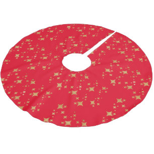 Jupon De Sapin En Polyester Brossé Jupe d'arbre Red Gold Stars