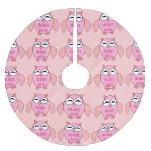 Jupon De Sapin En Polyester Brossé Jupe de l'arbre du hibou du message d'amour mignon
