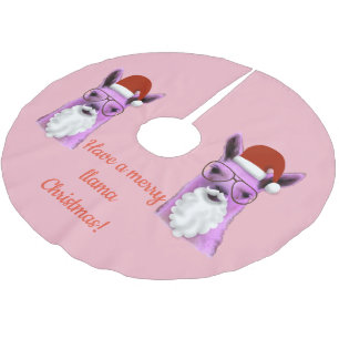 Jupon De Sapin En Polyester Brossé Jupe de Noël cool rose Llama Tree