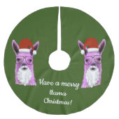 Jupon De Sapin En Polyester Brossé Jupe de Noël cool rose Llama Tree (Devant)