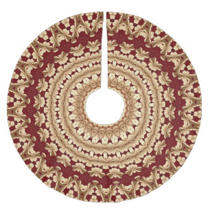 Jupon De Sapin En Polyester Brossé Jupe de Noël de vacances en or rouge