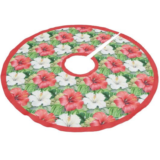 Jupon De Sapin En Polyester Brossé Jupe de Noël HIbiscus (Angle)