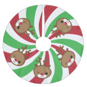 Jupon De Sapin En Polyester Brossé Jupe de Noël Kawaii Reindeer (Devant)