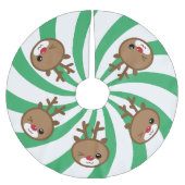 Jupon De Sapin En Polyester Brossé Jupe de Noël Kawaii Reindeer (Devant)