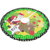 Jupon De Sapin En Polyester Brossé Jupe de Noël père Noël et Reindeer (Angle)