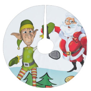 Jupon De Sapin En Polyester Brossé Jupe de Noël Père Noël Golfing