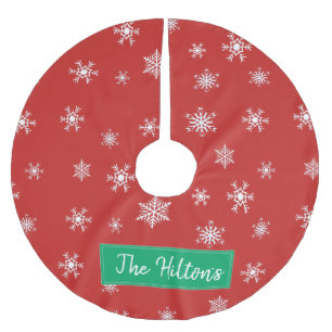 Jupon De Sapin En Polyester Brossé Jupe de Noël personnalisée Red Snowflake