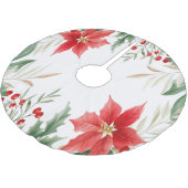 Jupon De Sapin En Polyester Brossé Jupe de Noël Red Poinsettia (Angle)