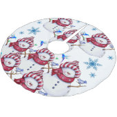 Jupon De Sapin En Polyester Brossé Jupe de Noël Snowman blanc (Angle)