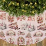 Jupon De Sapin En Polyester Brossé Jupe de Noël victorienne rose antique<br><div class="desc">Jupe d'arbre de Noël victorienne rose antique — Cette jupe d'arbre de Noël en polyester brossé de vacances présente un design motif délicat et transparent de rose pâle, ivoire, crème, rose et blanc fussy antique Victorian Era éphemera illustrations de Noël d'antan, sur un arrière - plan rose poudré. Les représentations...</div>