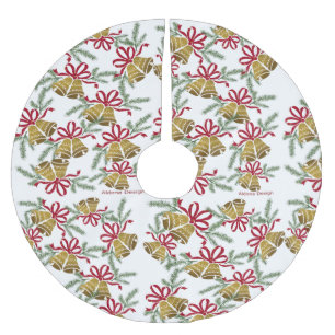 Jupon De Sapin En Polyester Brossé Jupe de sapin de Noël Motif Bells