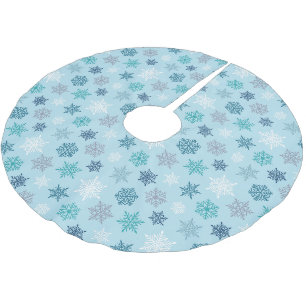 Jupon De Sapin En Polyester Brossé Jupe de sapin Motif flocon de neige multicolore –