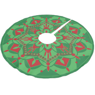 Jupon De Sapin En Polyester Brossé Jupe de sapin verte et rouge