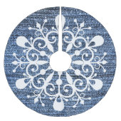 Jupon De Sapin En Polyester Brossé Jupe Denim et Snowflake Design Tree (Devant)