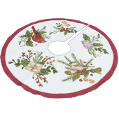 Jupon De Sapin En Polyester Brossé Jupe en Polyester Brossé Holly Oiseaux de Noël (Angle)