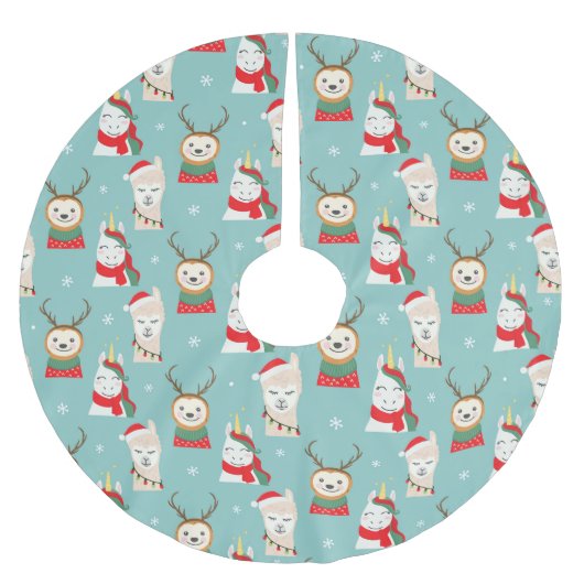 Jupon De Sapin En Polyester Brossé Jupe en polyester brossé mignonne Motif à fentes (Devant)