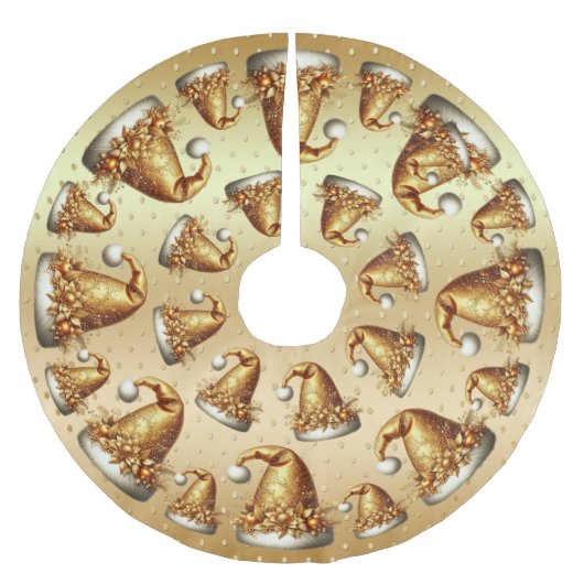 Jupon De Sapin En Polyester Brossé Jupe Gold Santa Hat Tree (Devant)