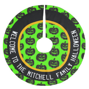 Jupon De Sapin En Polyester Brossé Jupe Halloween Citrouille personnalisée